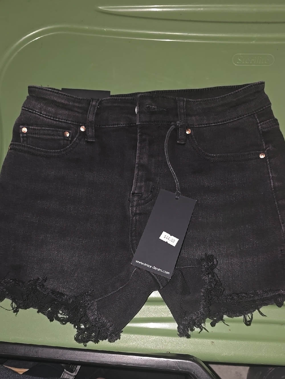 Black Frayed Hem Denim Shorts